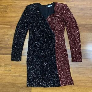 Edition Express Womens Medium Dress‎ Sequin Party Cocktail Long Sleeve V-Neck
